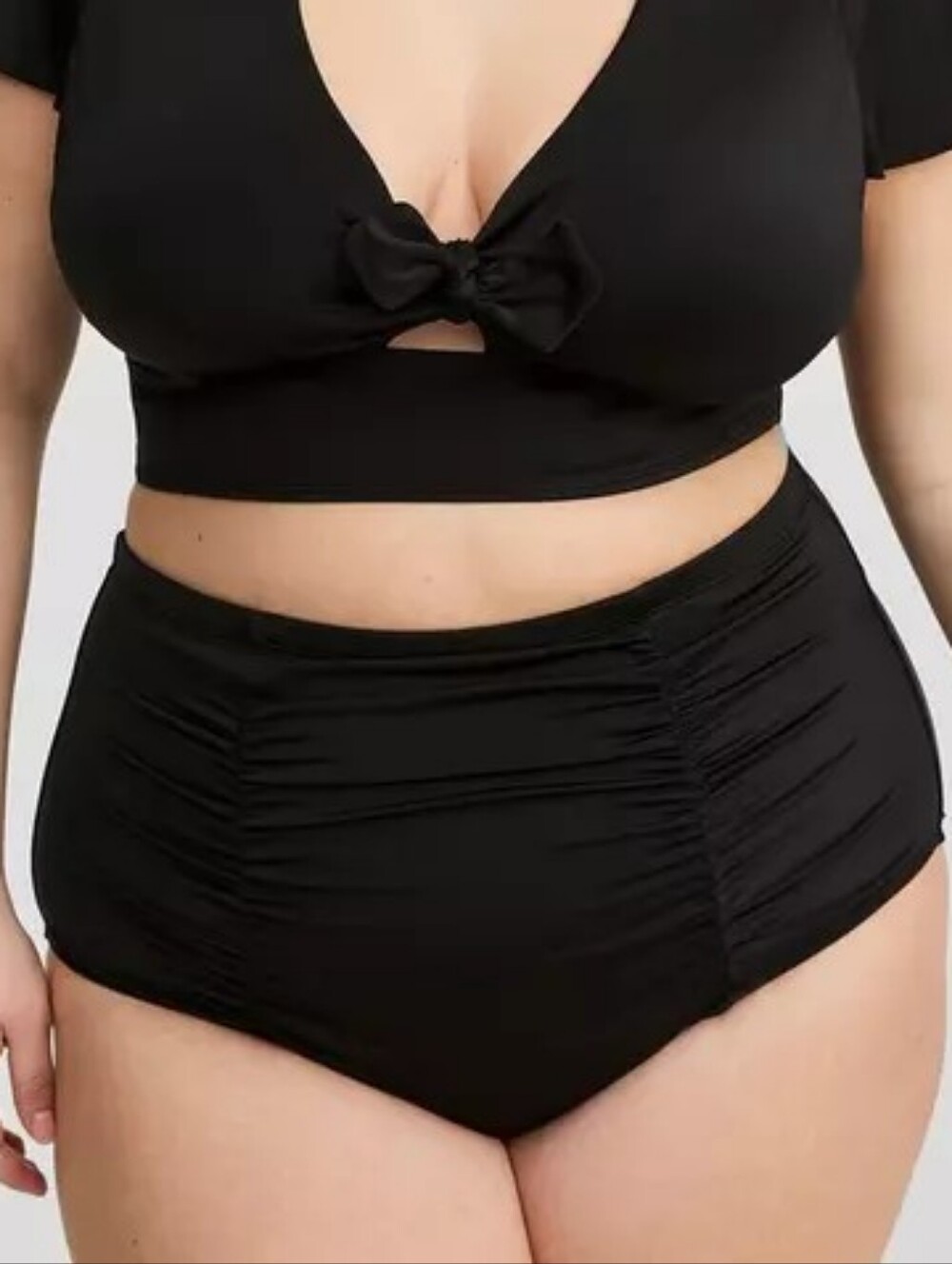 Torrid High Rise Ruched Swim Bottoms Classic Solid Black Full Coverage Size 3X